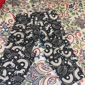 girls unicorn and stars navy blue leggings